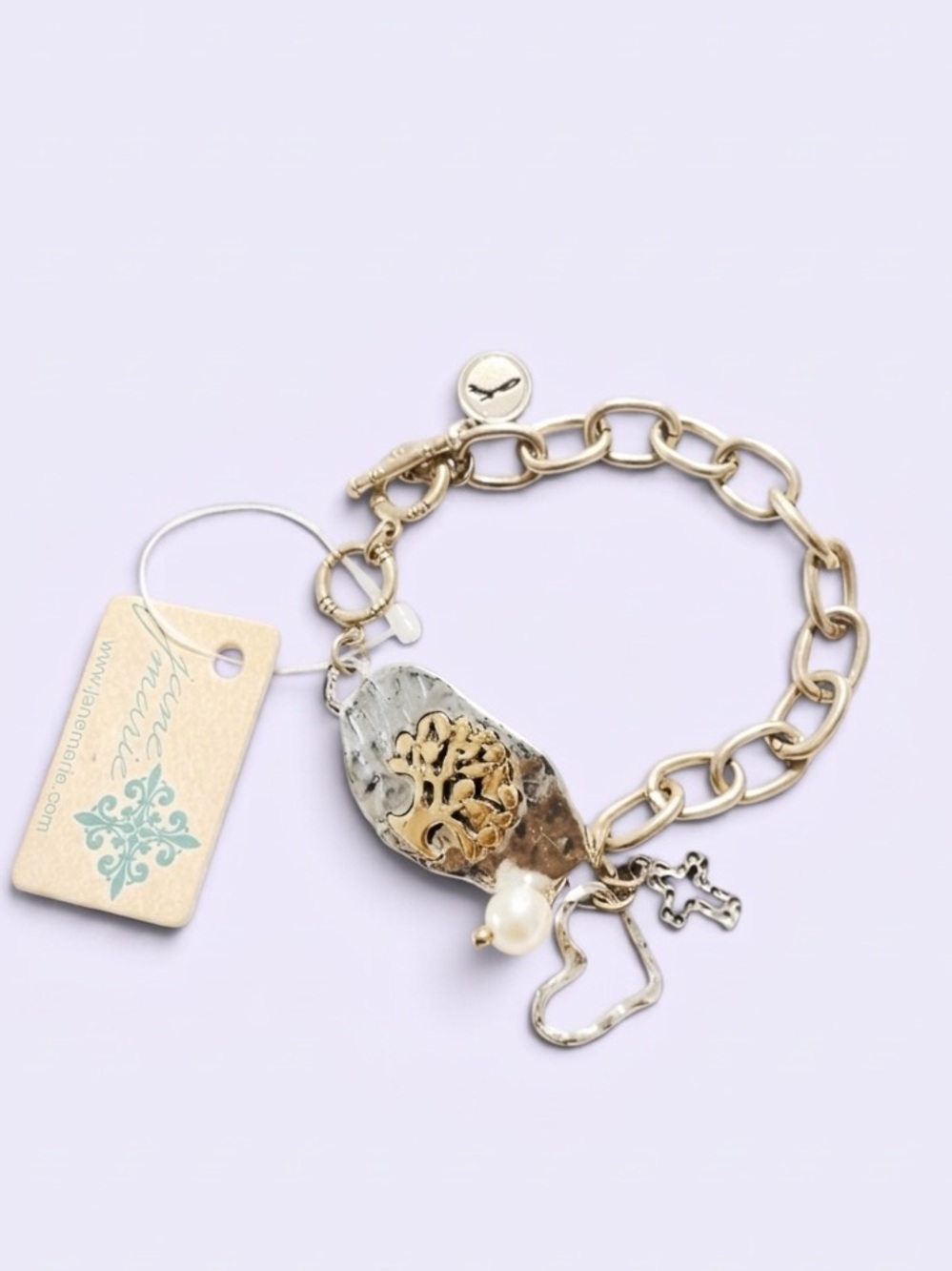 Jane Marie Tree of Life Goldtone & Silvertone Chainlink Metal Charm Bracelet